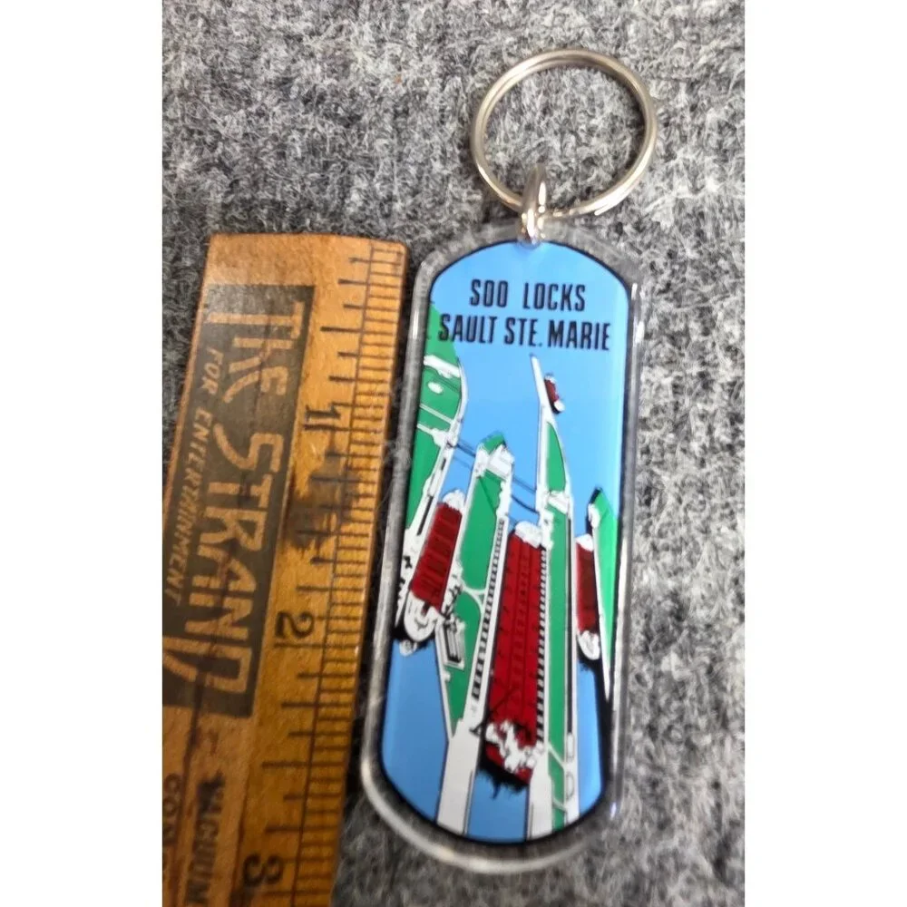 Soo Locks Sault Ste. Marie Keychain With Scenic Design